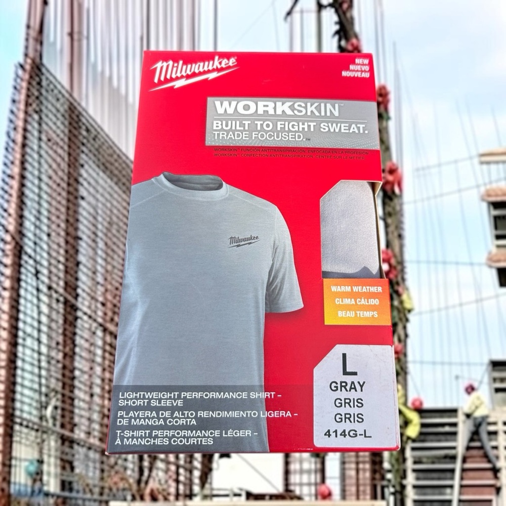 Milwaukee WORKSKIN Men Gray Lightweight Performance Short Sleeve Shirt 414G-L L